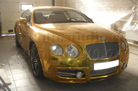 Bentley стайлинг золотой хром плёнкой