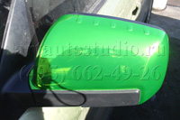Kia Soul стайлинг зеркал зелёной хром плёнкой