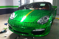Porsche Boxster стайлинг зелёной хром плёнкой